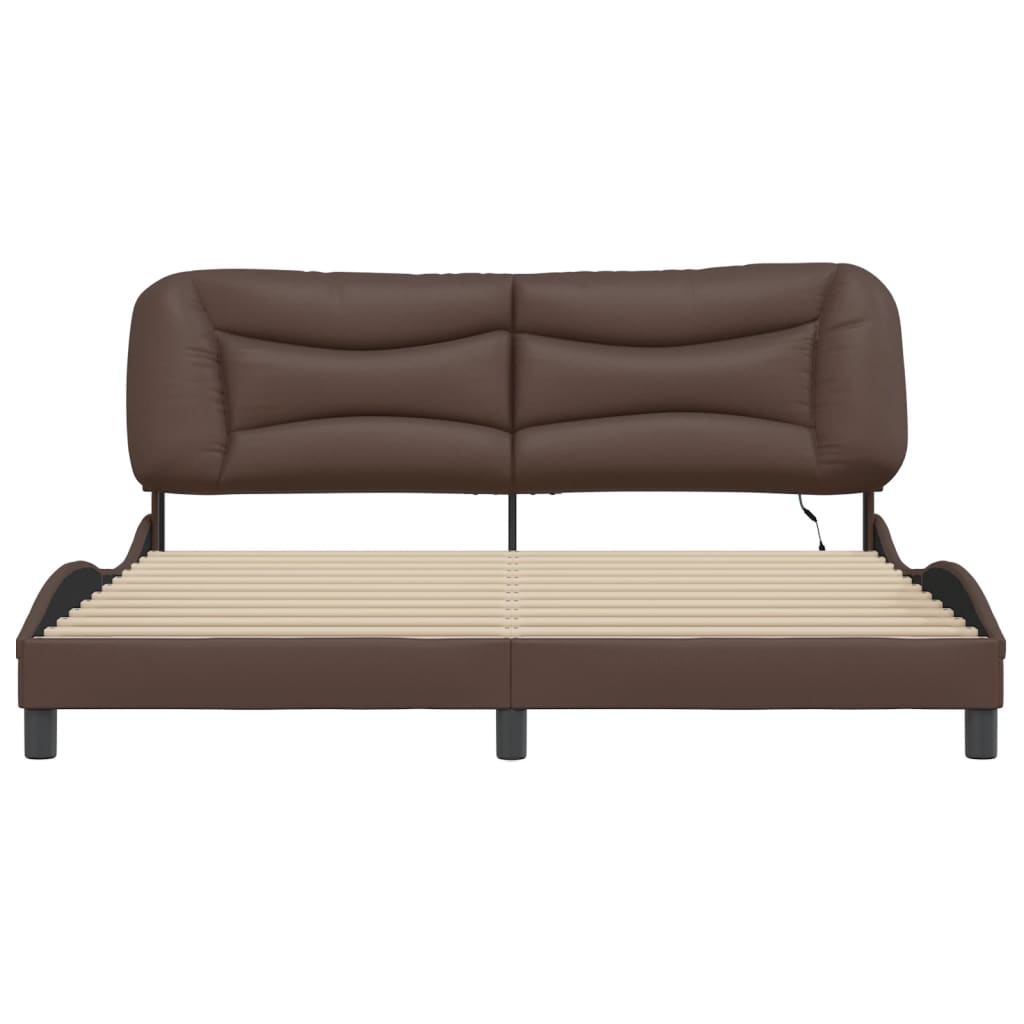 sengeramme med LED uden madras Hvar 100x200 cm brun