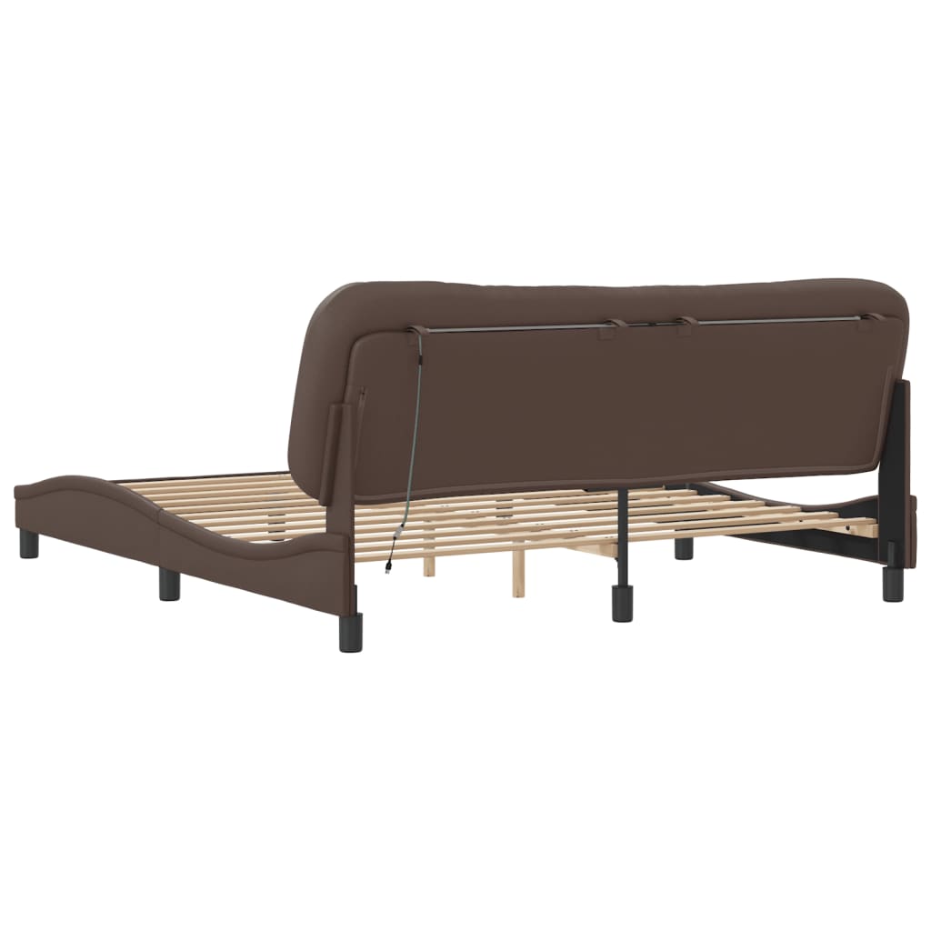 sengeramme med LED uden madras Hvar 100x200 cm brun