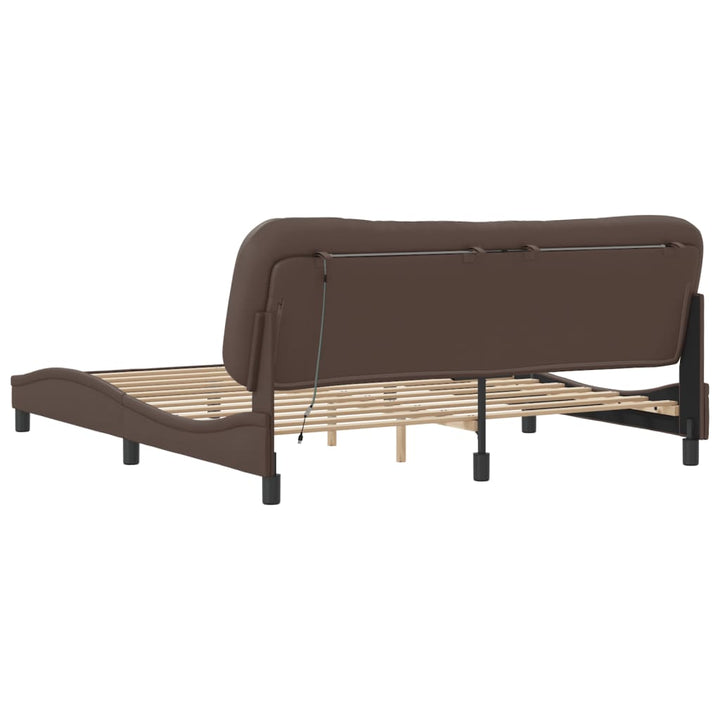 sengeramme med LED uden madras Hvar 100x200 cm brun