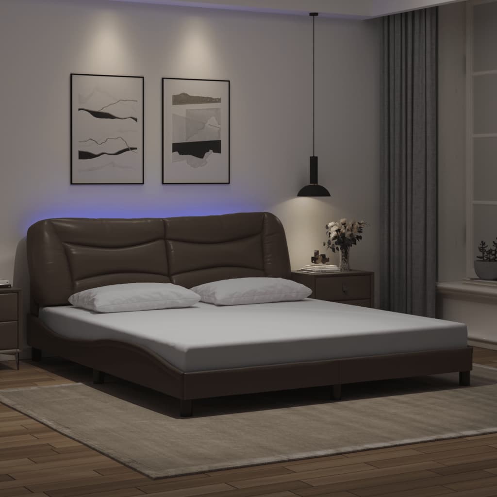 sengeramme med LED uden madras Hvar 100x200 cm brun