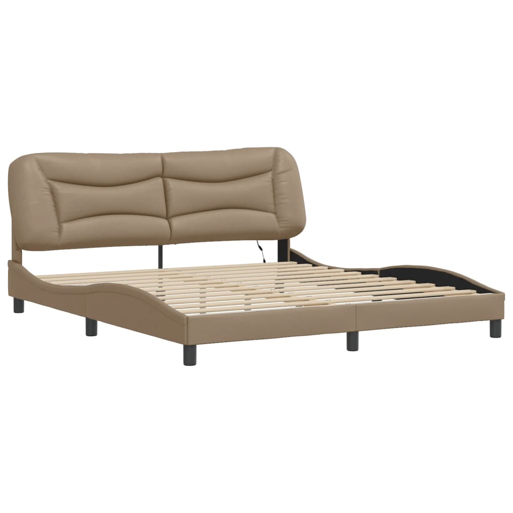 sengeramme med LED uden madras Hvar 180x200 cm cappuccinofarvet
