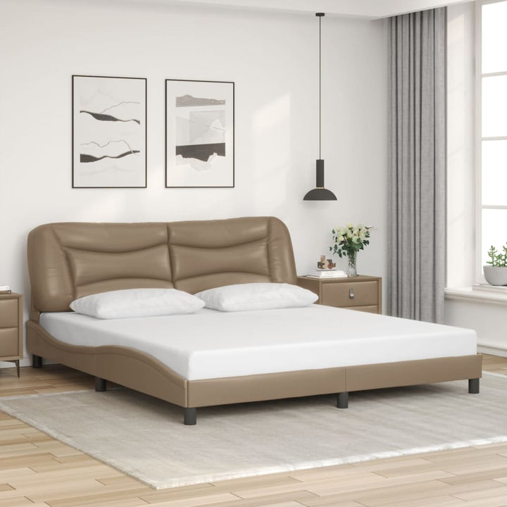sengeramme med LED uden madras Hvar 180x200 cm cappuccinofarvet