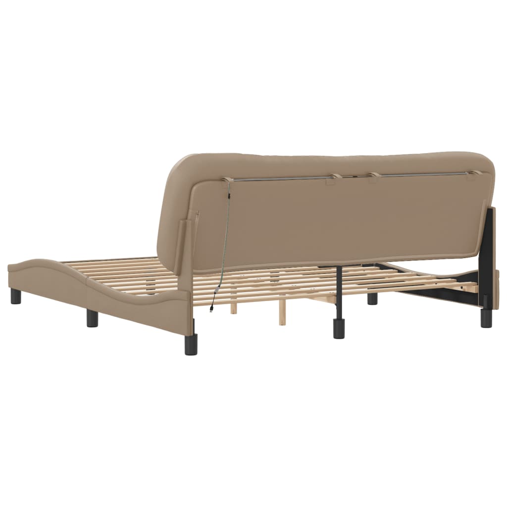 sengeramme med LED uden madras Hvar 180x200 cm cappuccinofarvet