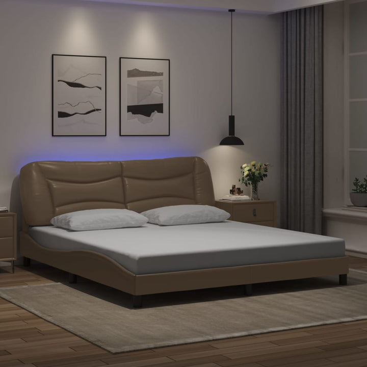 sengeramme med LED uden madras Hvar 180x200 cm cappuccinofarvet