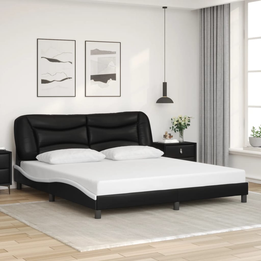 sengeramme med LED uden madras Hvar 180x200 cm sort og hvid