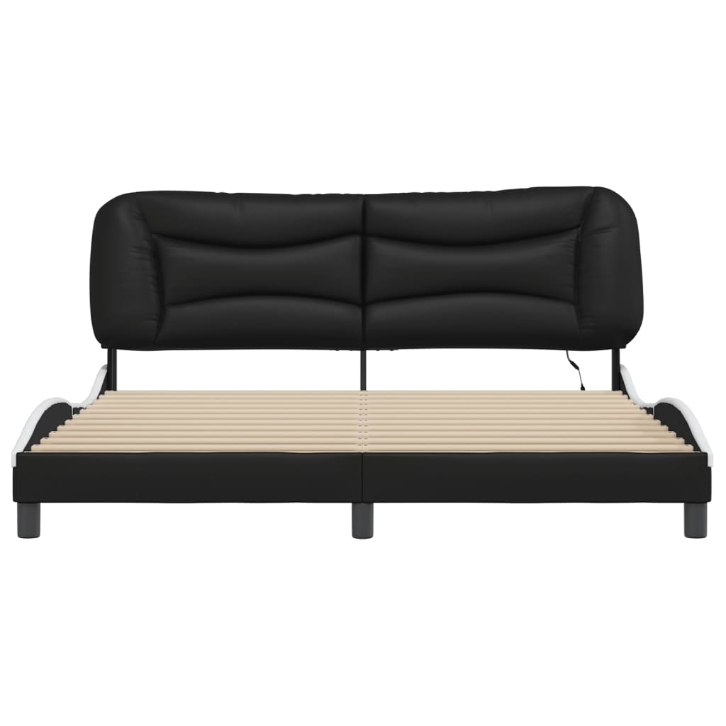 sengeramme med LED uden madras Hvar 180x200 cm sort og hvid