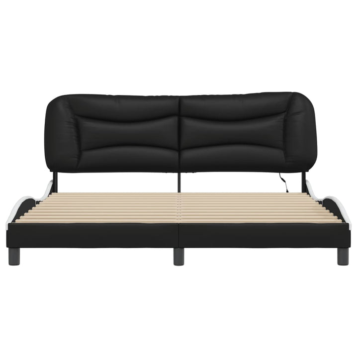 sengeramme med LED uden madras Hvar 180x200 cm sort og hvid