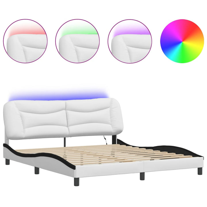 sengeramme med LED uden madras Hvar 180x200 cm sort og hvid