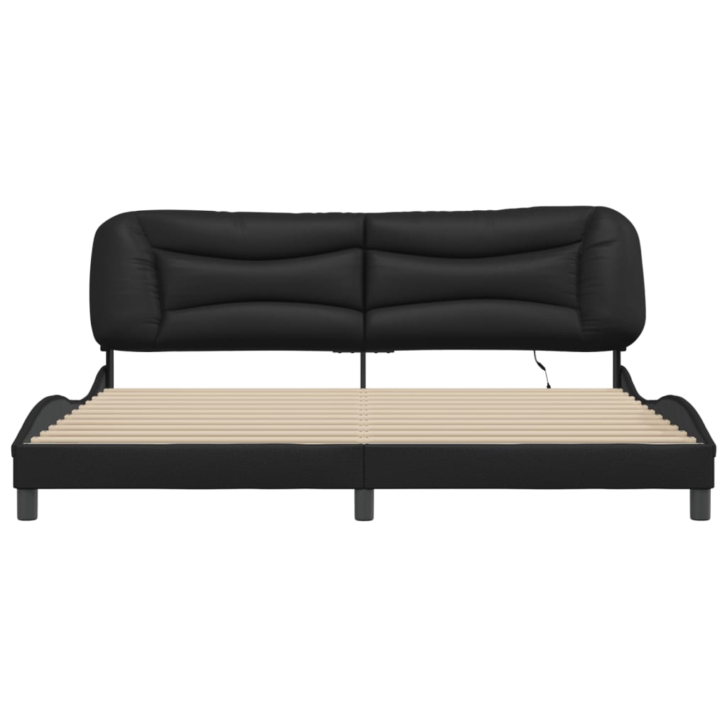 sengeramme med LED uden madras Hvar 200x200 cm sort