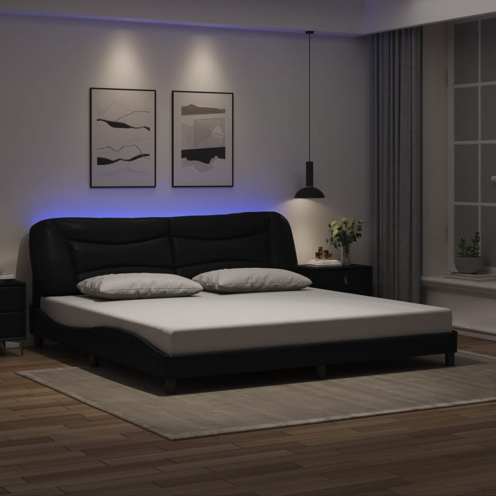sengeramme med LED uden madras Hvar 200x200 cm sort