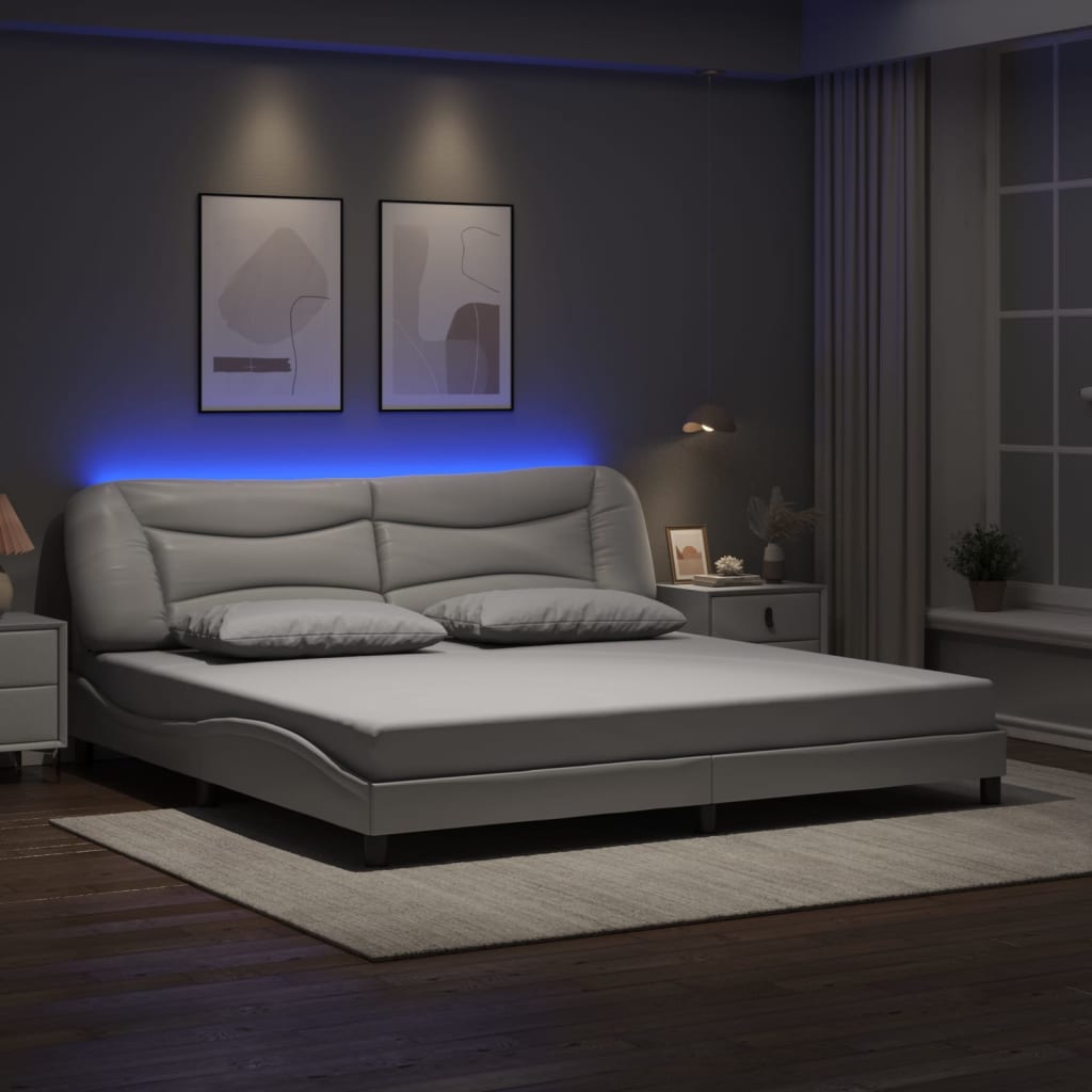 sengeramme med LED uden madras Hvar 200x200 cm hvid