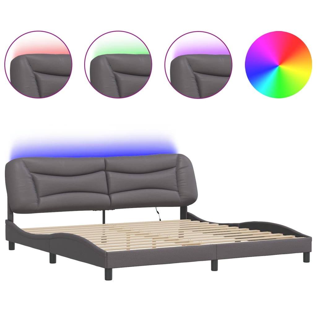 sengeramme med LED uden madras Hvar 200x200 cm grå