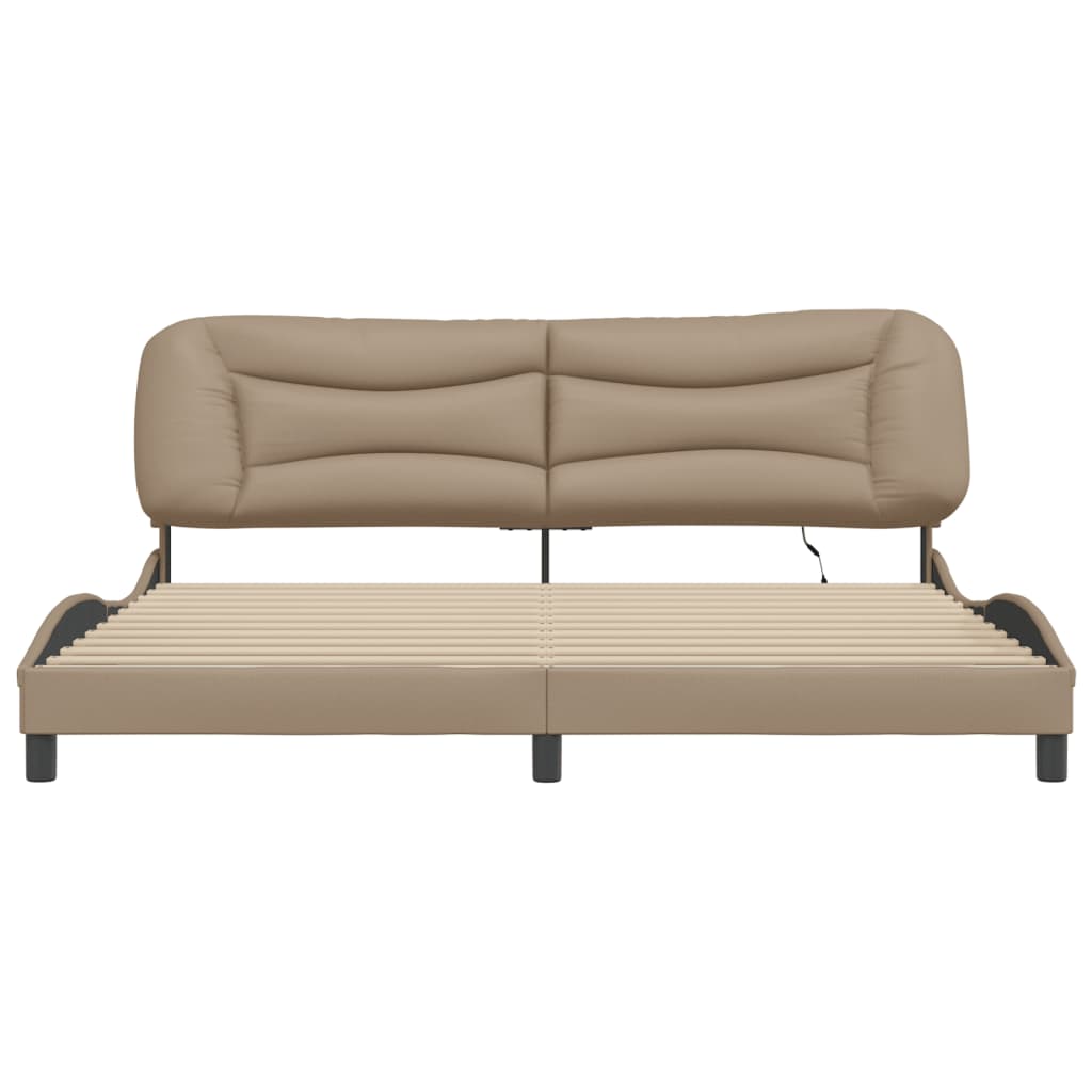 sengeramme med LED uden madras Hvar 200x200 cm cappuccinofarvet