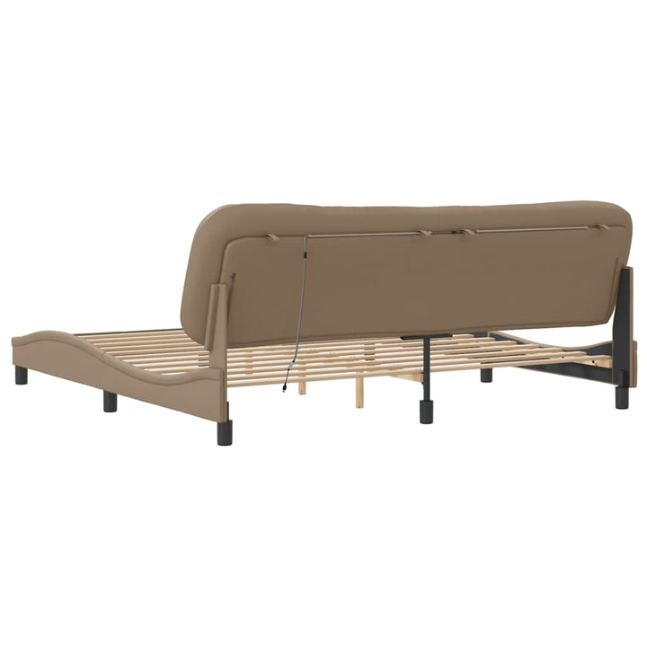 sengeramme med LED uden madras Hvar 200x200 cm cappuccinofarvet