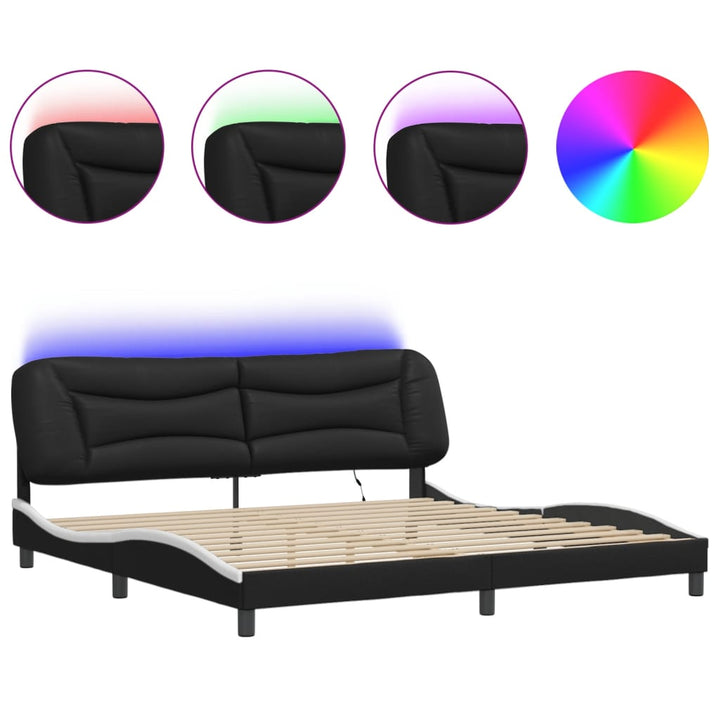 sengeramme med LED uden madras Hvar 200x200 cm sort og hvid