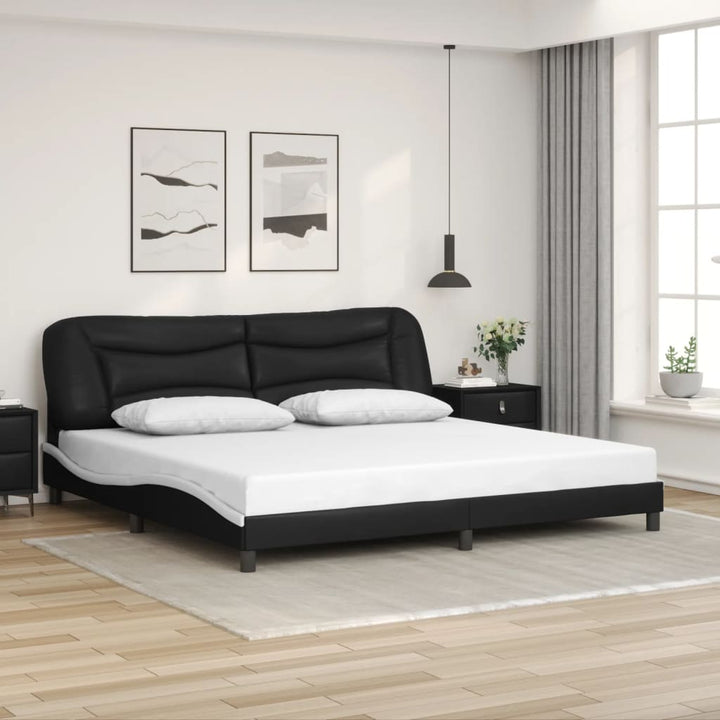 sengeramme med LED uden madras Hvar 200x200 cm sort og hvid