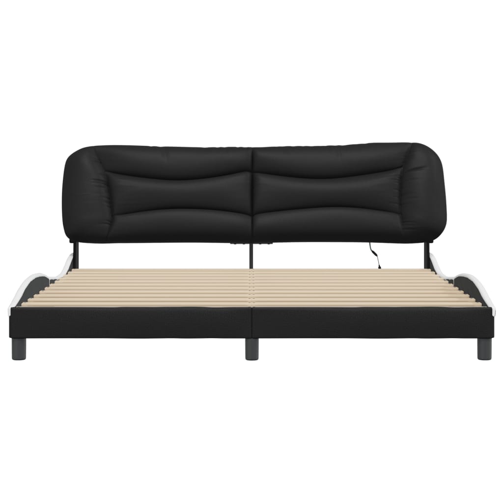 sengeramme med LED uden madras Hvar 200x200 cm sort og hvid