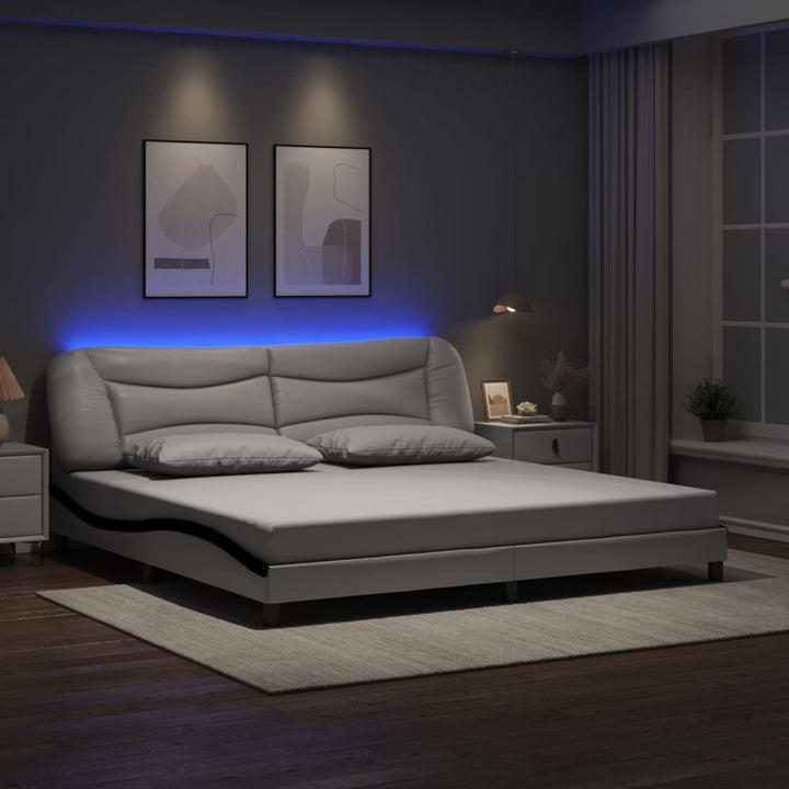 sengeramme med LED uden madras Hvar 200x200 cm hvid og sort