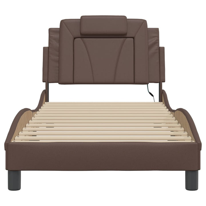 sengeramme Viana med LED uden madras 80x200 cm brun