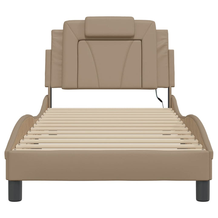 sengeramme Viana med LED uden madras 80x200 cm cappuccinofarvet