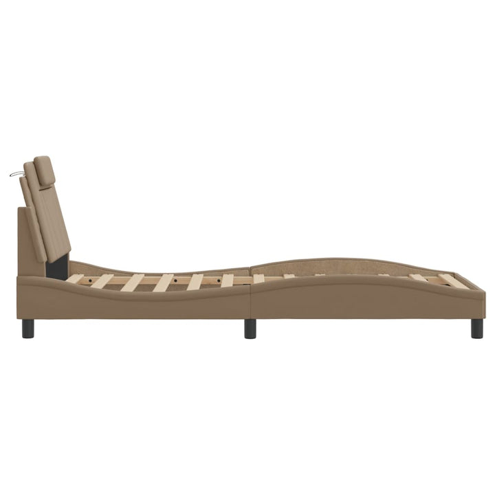 sengeramme Viana med LED uden madras 80x200 cm cappuccinofarvet