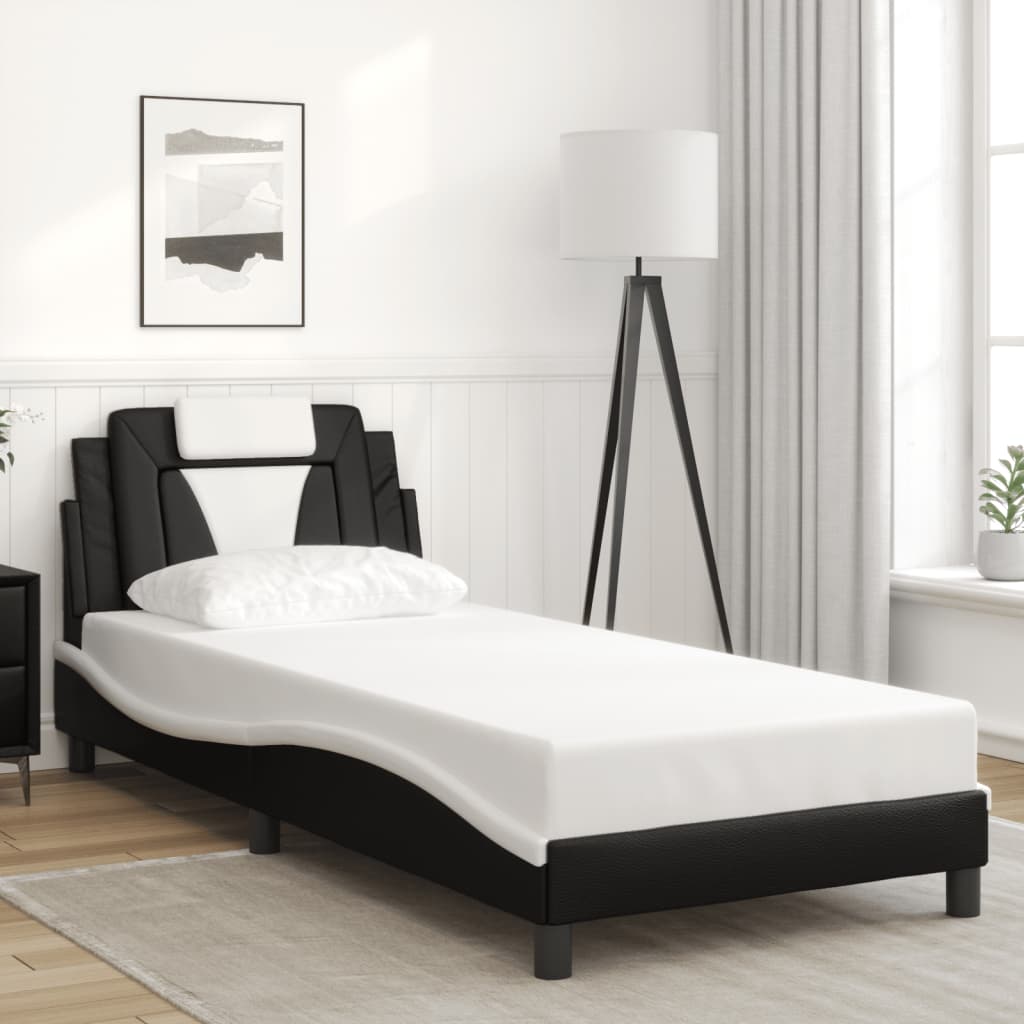 sengeramme Viana med LED uden madras 80x200 cm sort og hvid
