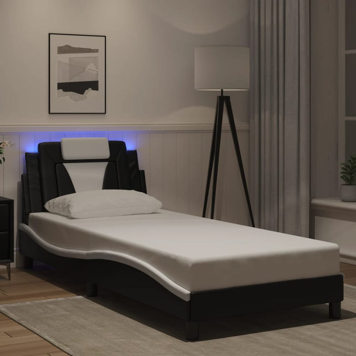 sengeramme Viana med LED uden madras 80x200 cm sort og hvid