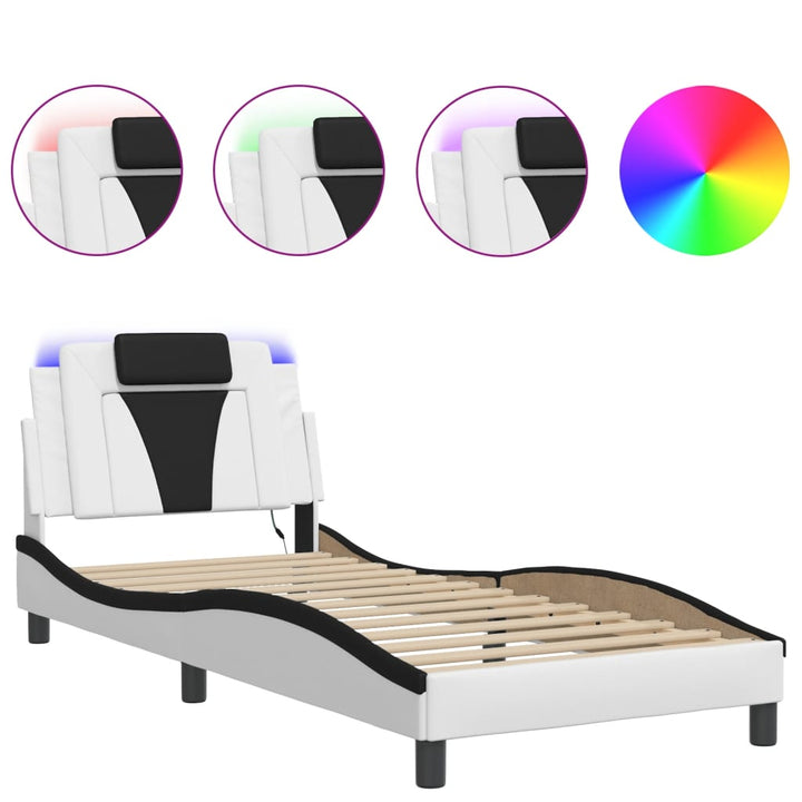 sengeramme Viana med LED uden madras 90x190 cm hvid og sort