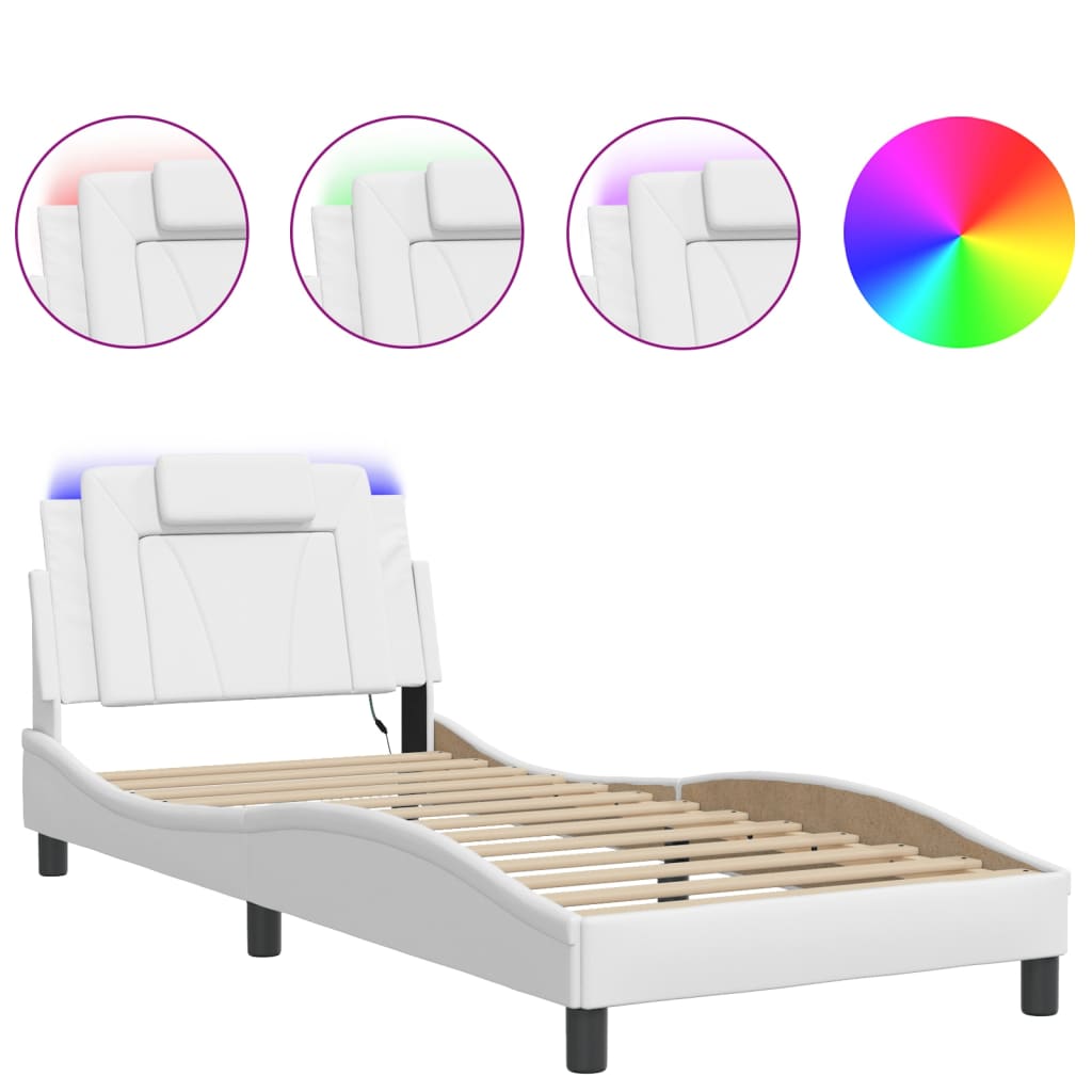 sengeramme Viana med LED uden madras 90x200 cm hvid