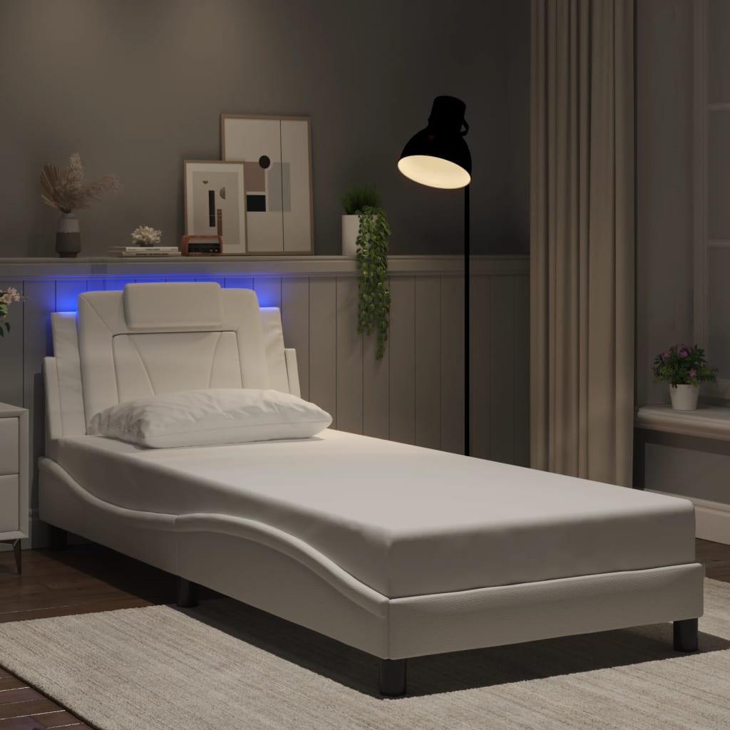sengeramme Viana med LED uden madras 90x200 cm hvid
