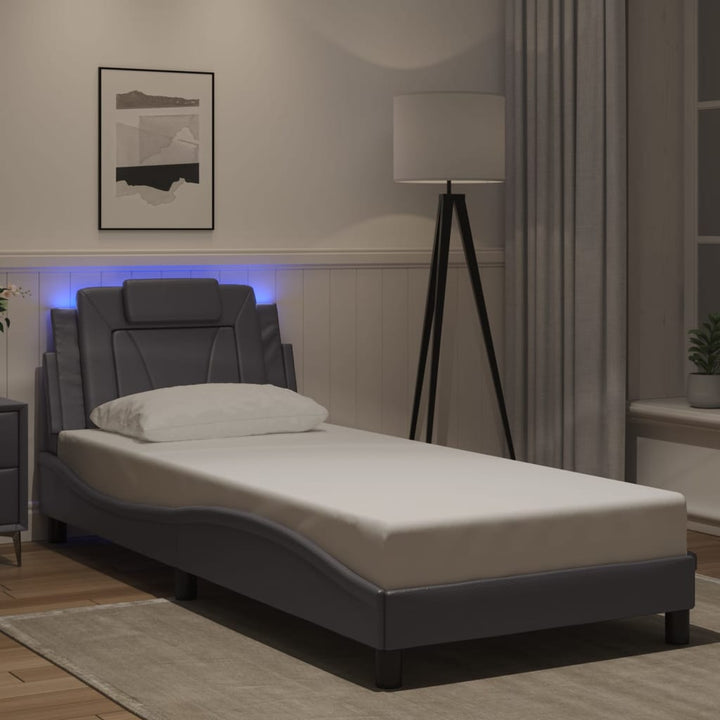 sengeramme Viana med LED uden madras 90x200 cm grå