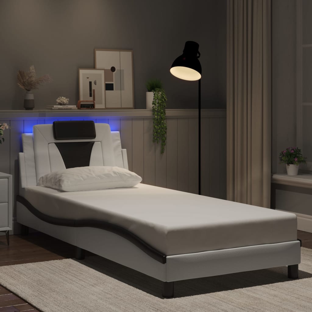 sengeramme Viana med LED uden madras 90x200 cm hvid og sort