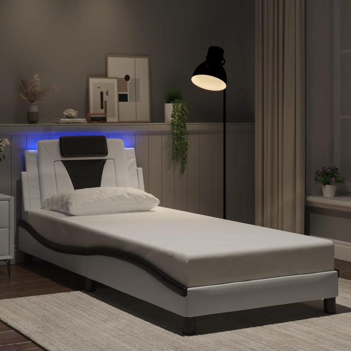 sengeramme Viana med LED uden madras 90x200 cm hvid og sort