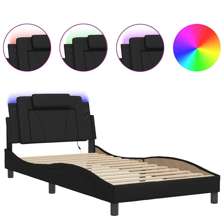 sengeramme Viana med LED uden madras 100x200 cm sort