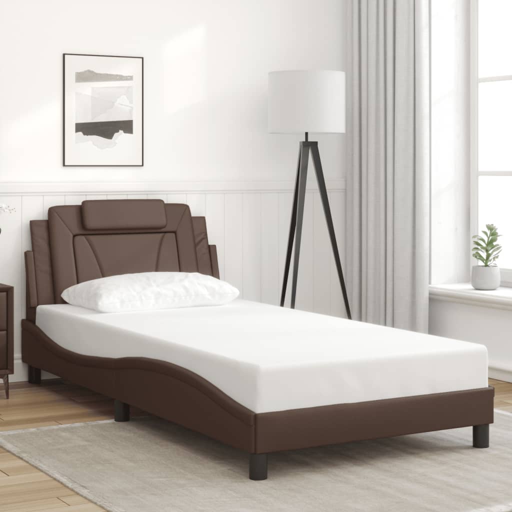 sengeramme Viana med LED uden madras 100x200 cm brun