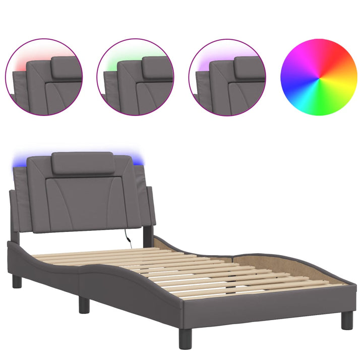 sengeramme Viana med LED uden madras 100x200 cm grå