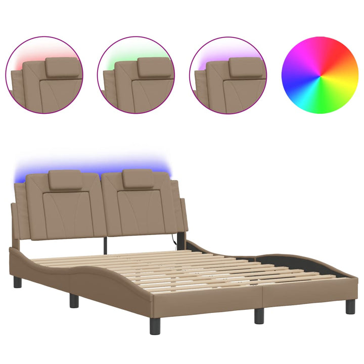sengeramme Viana med LED uden madras 120x200 cm cappuccinofarvet