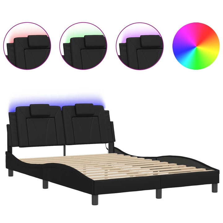sengeramme Viana med LED uden madras 140x190 cm sort