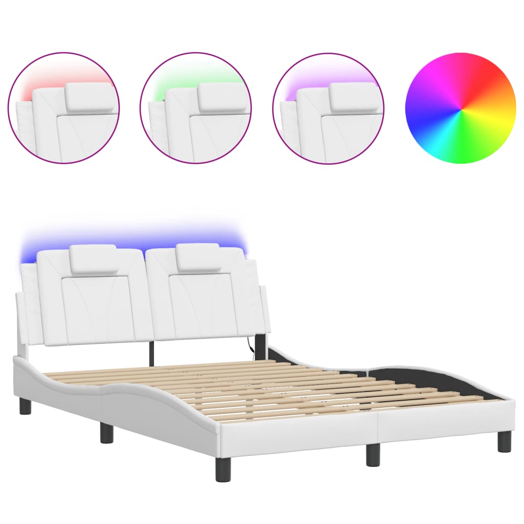 sengeramme Viana med LED uden madras 140x190 cm hvid