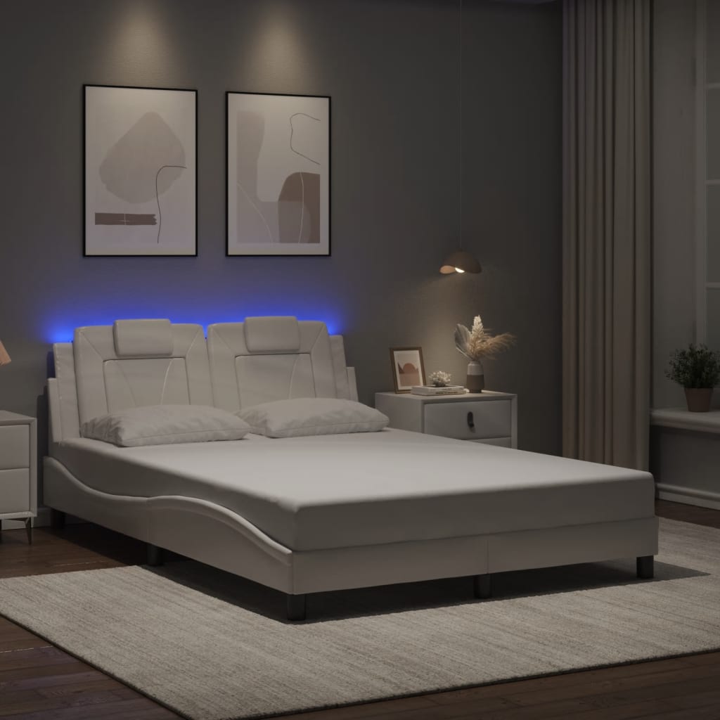 sengeramme Viana med LED uden madras 140x190 cm hvid