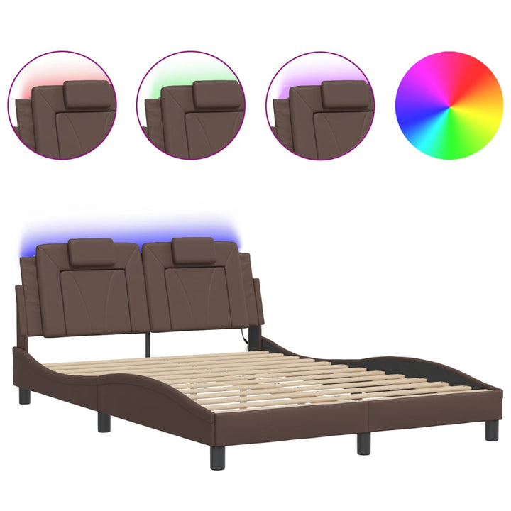 sengeramme Viana med LED uden madras 140x190 cm brun