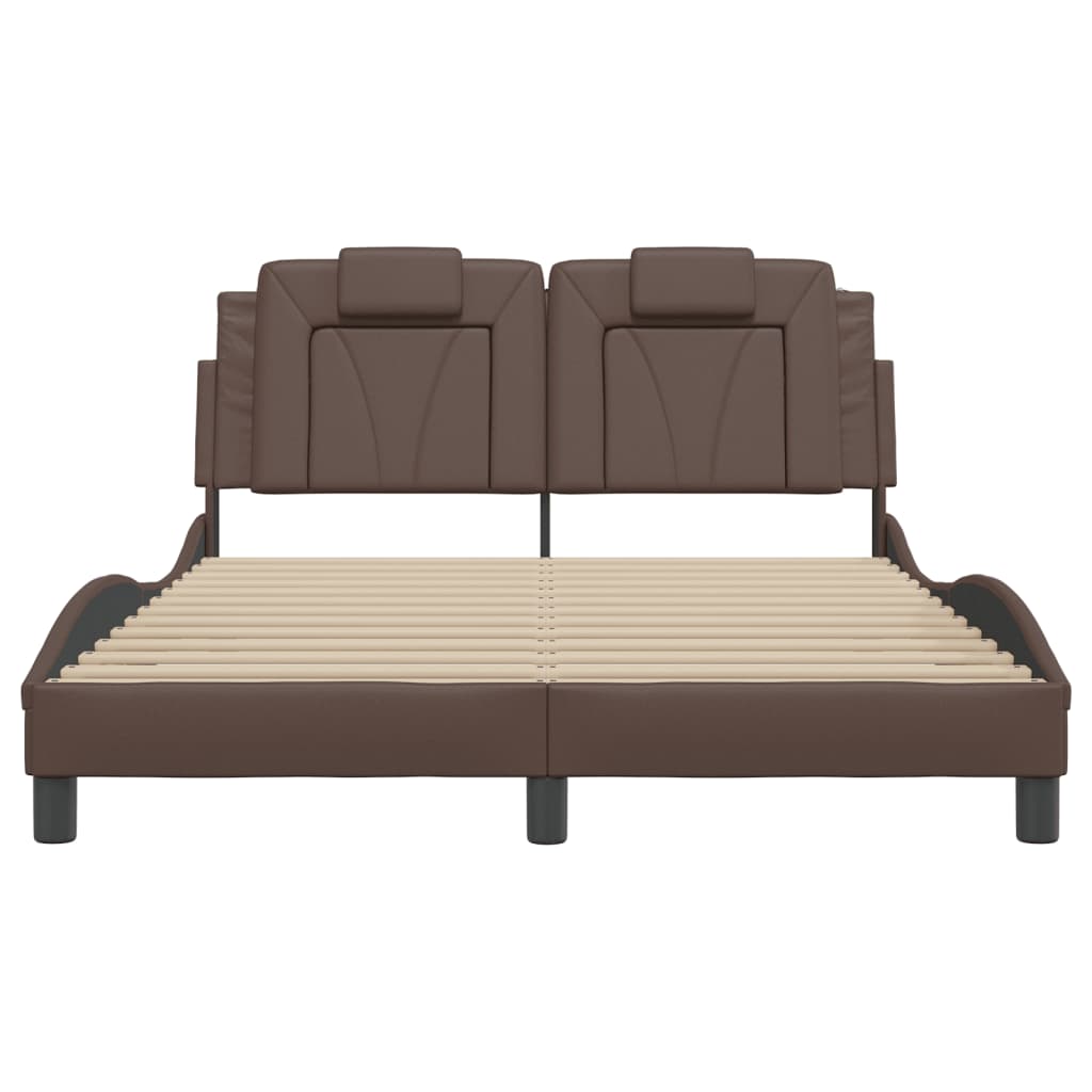 sengeramme Viana med LED uden madras 140x190 cm brun
