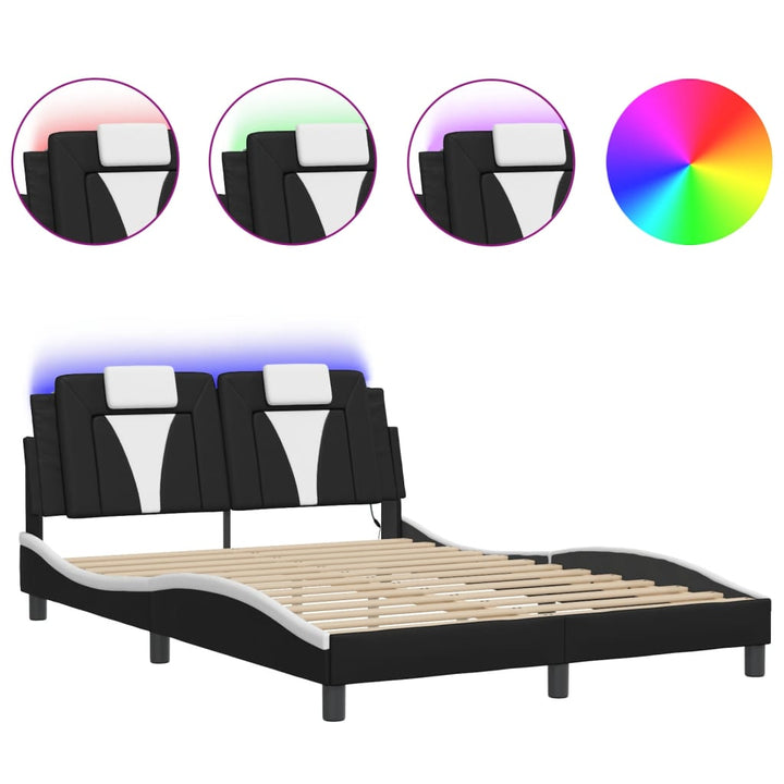 sengeramme Viana med LED uden madras 140x200 cm sort og hvid