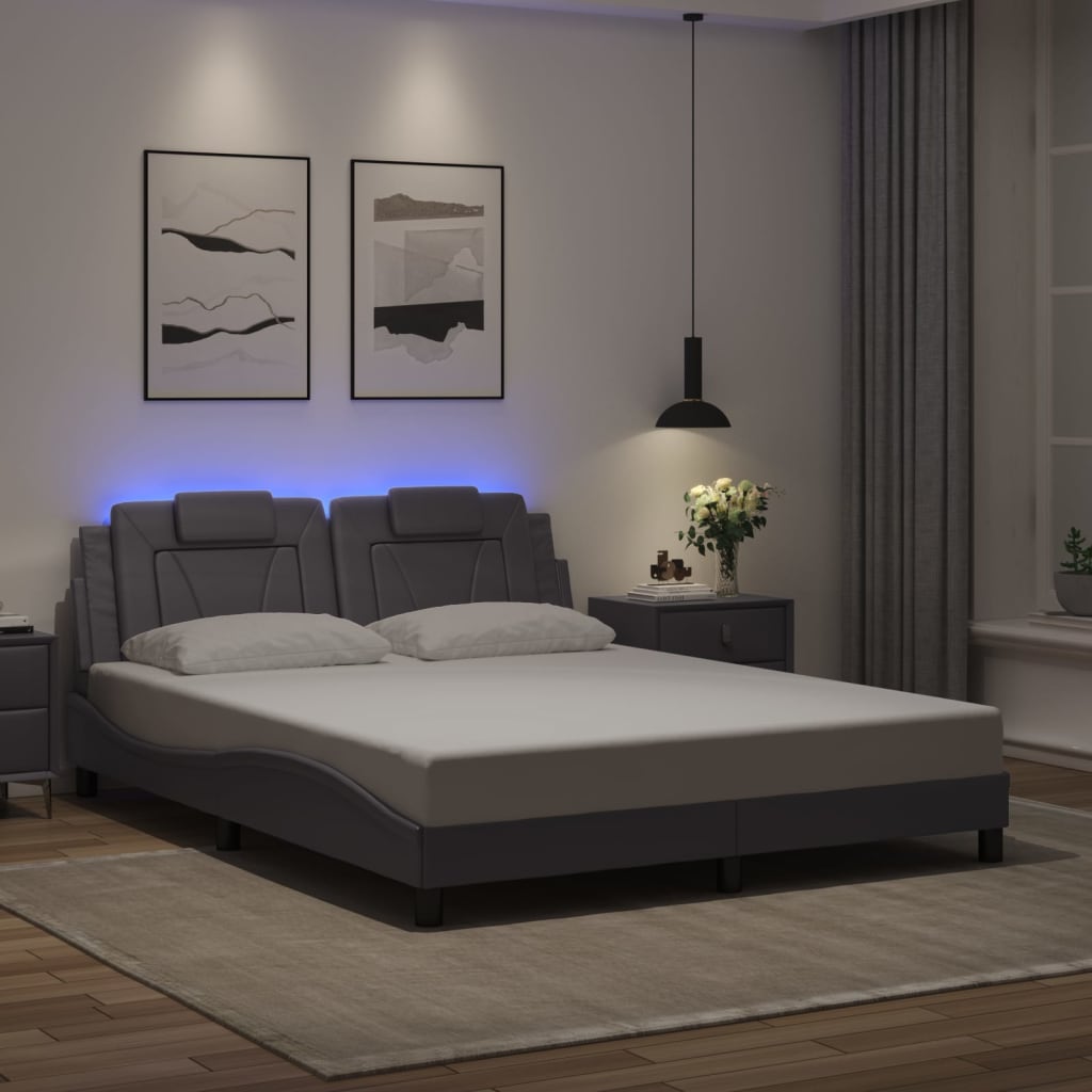 sengeramme Viana med LED uden madras 160x200 cm grå