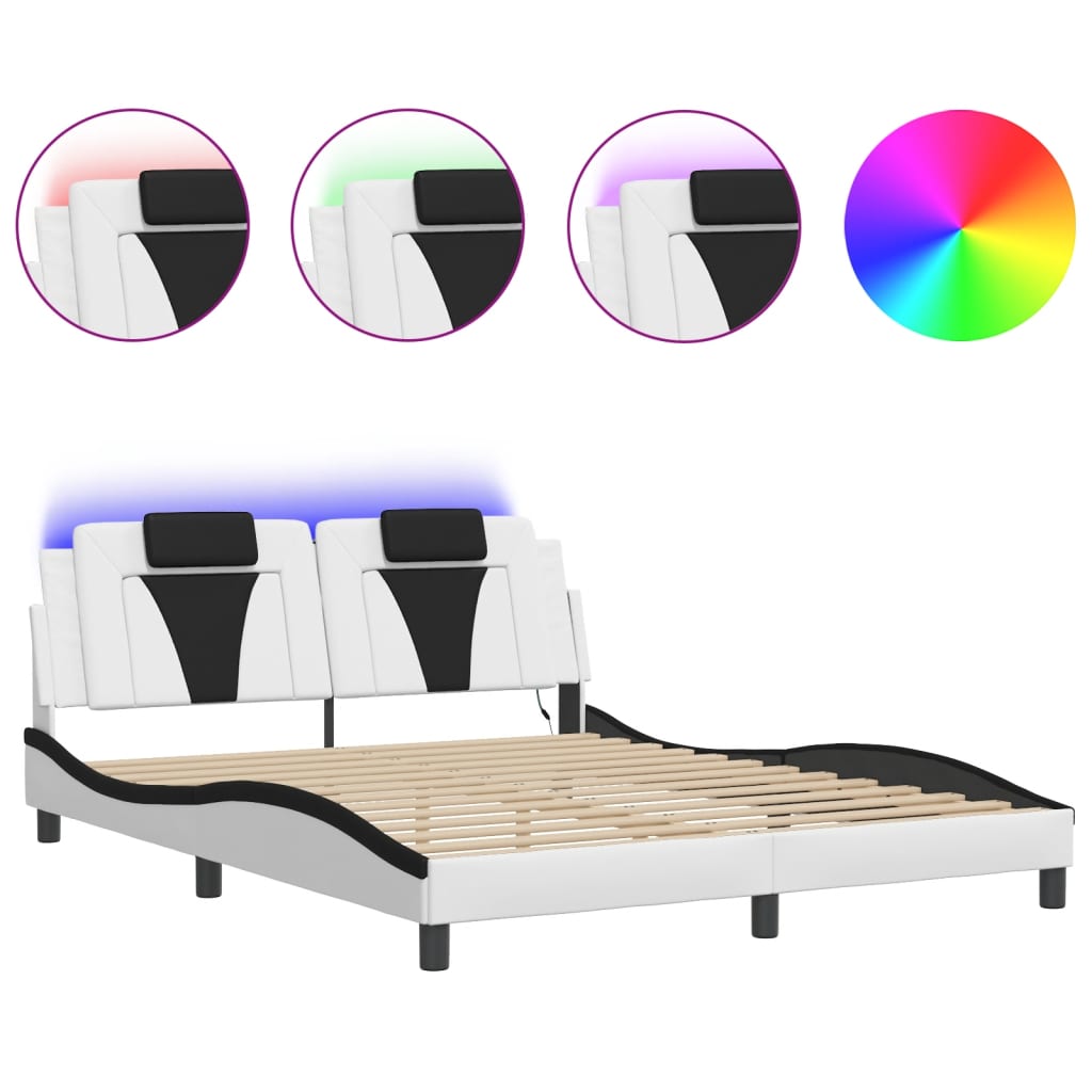 sengeramme Viana med LED uden madras 160x200 cm hvid og sort