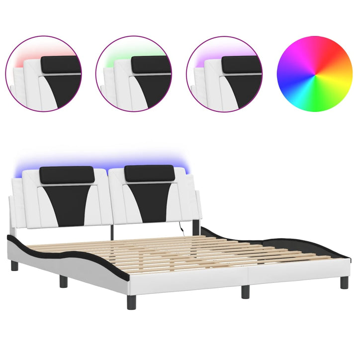 sengeramme Viana med LED uden madras 180x200 cm sort og hvid
