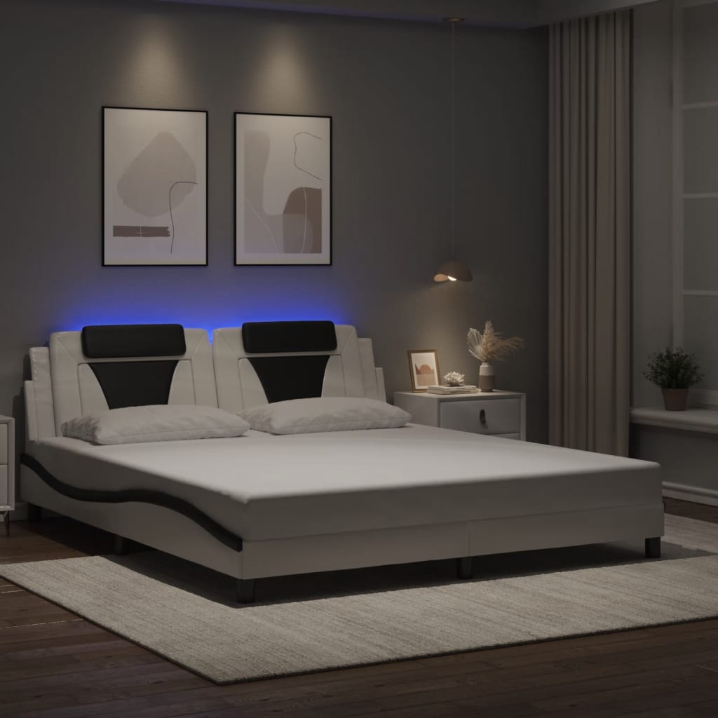 sengeramme Viana med LED uden madras 180x200 cm sort og hvid