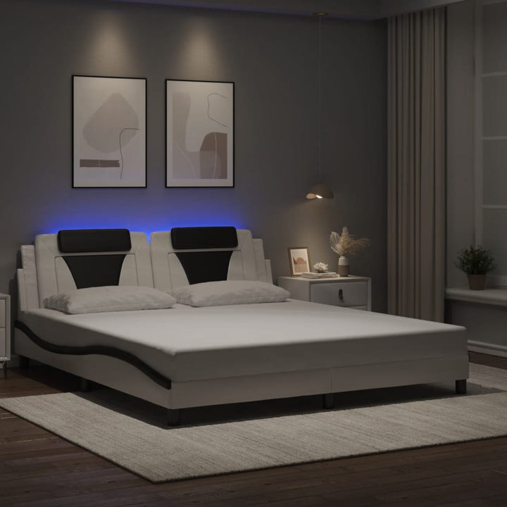 sengeramme Viana med LED uden madras 180x200 cm sort og hvid