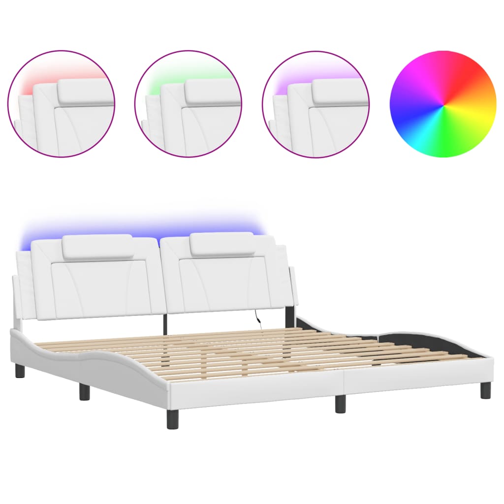 sengeramme Viana med LED uden madras 200x200 cm hvid