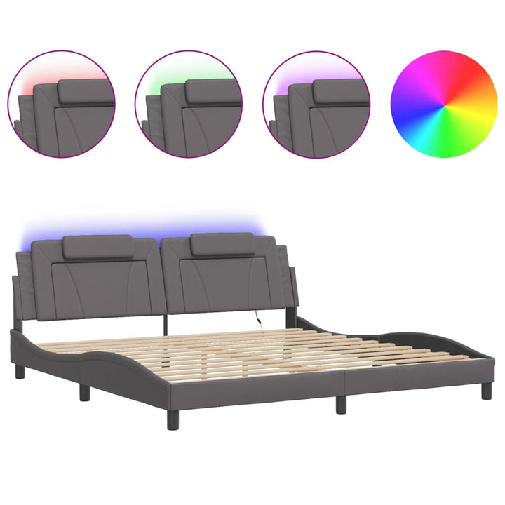 sengeramme Viana med LED uden madras 200x200 cm grå